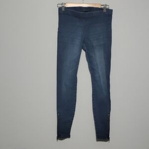 Apostrophe Jeans Womens Size Small S Blue About 7-1/2" Bottom Out Side Zippers